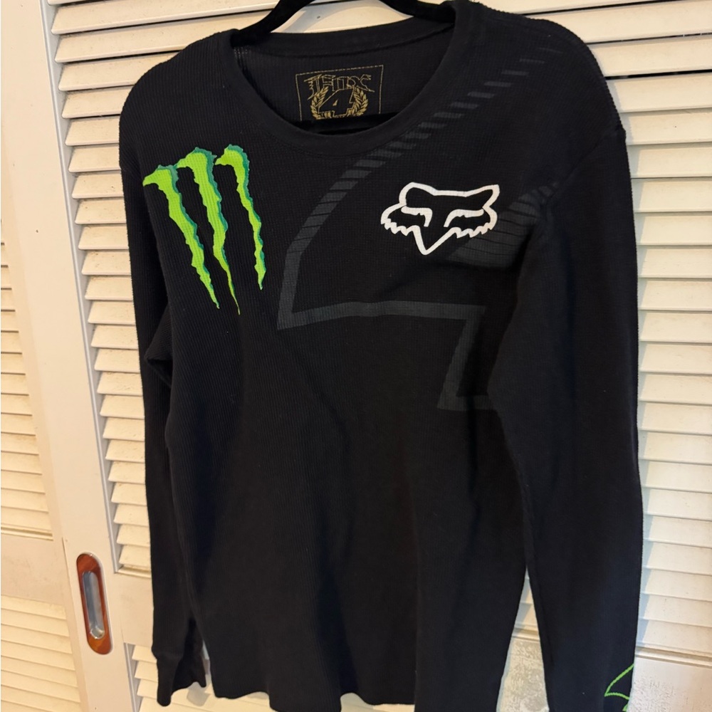 Fox Black and Neon Green Long Sleeve Tee